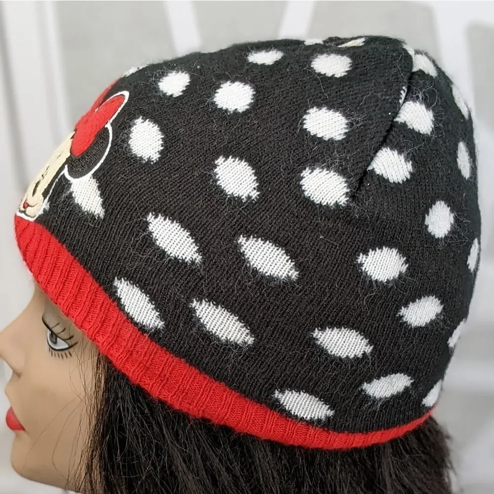 Disney Minnie Mouse Polka Dot Beanie Stocking Cap Hat